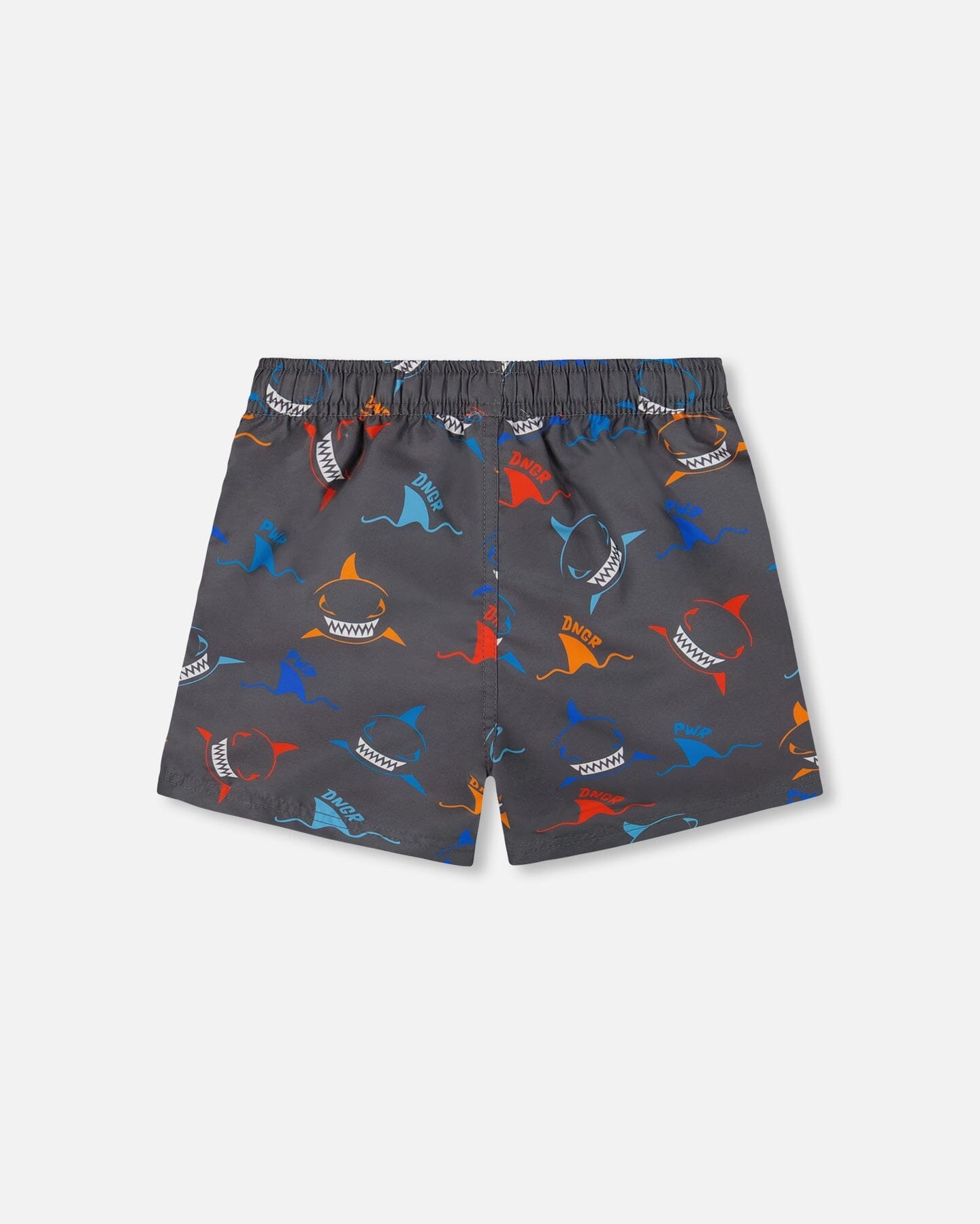 Printed Boardshorts Orange, Red, And Blue Sharks On Gray-3