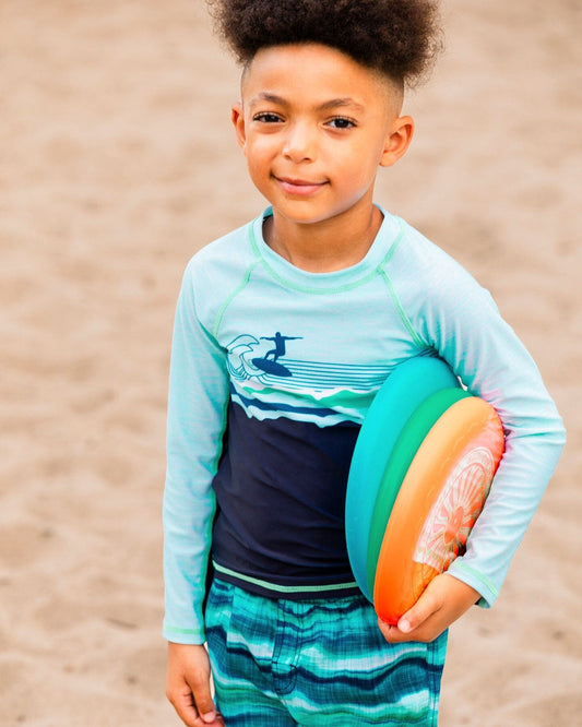 Long Sleeve Rashguard Navy Blue And Turquoise-1