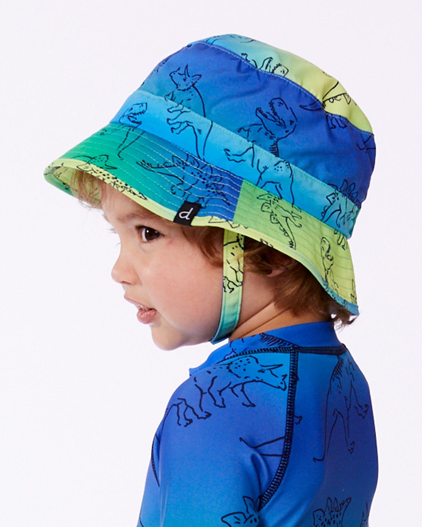 Printed Beach Hat Vibrant Blue And Green Dino-2