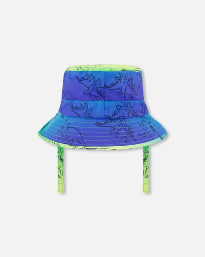 Printed Beach Hat Vibrant Blue And Green Dino-3