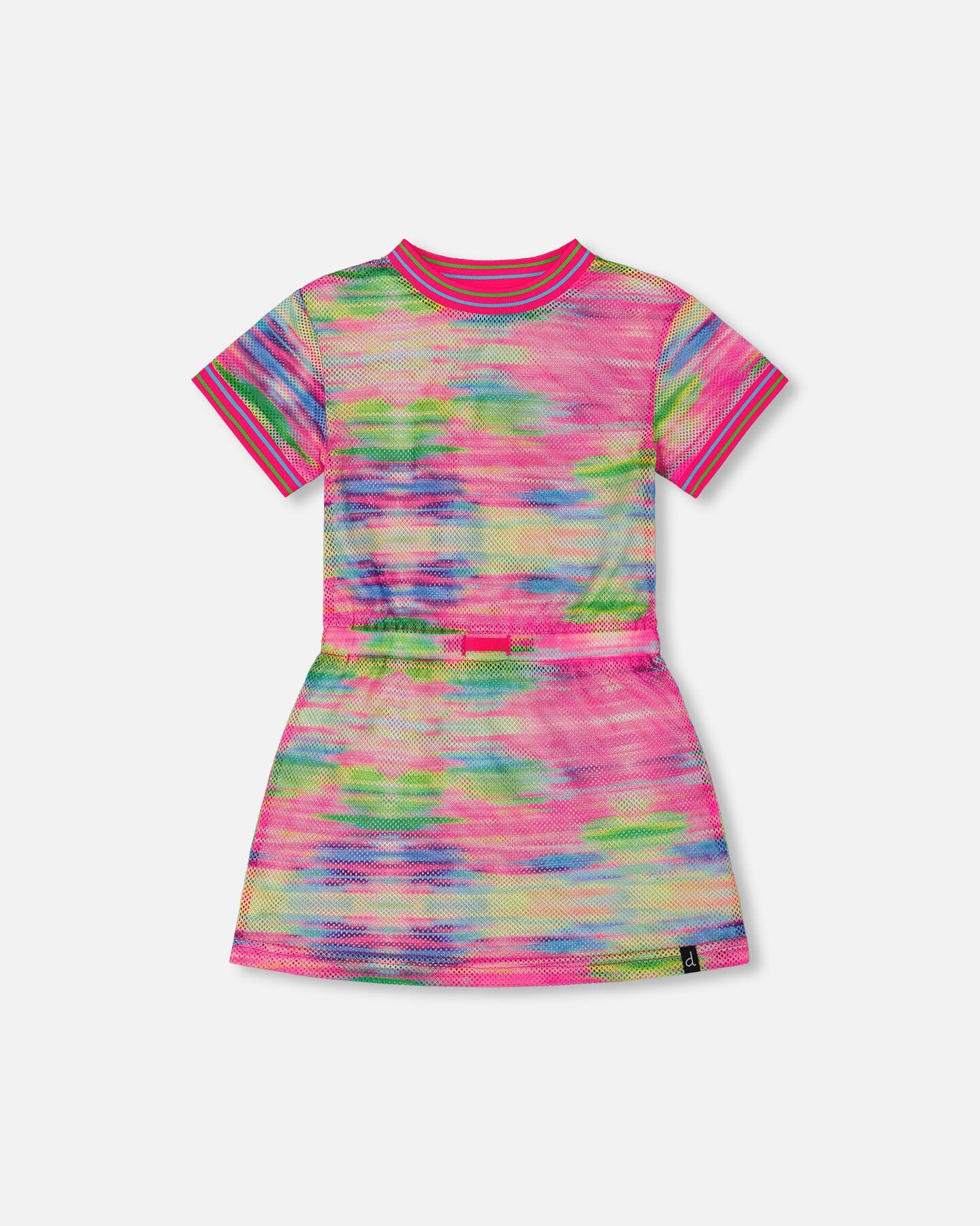 Short Sleeve Mesh Beach Dress Multicolored-0