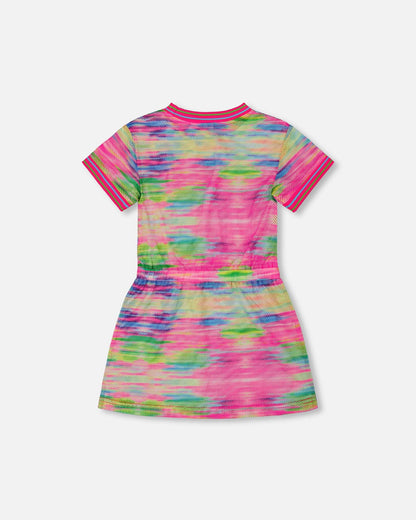 Short Sleeve Mesh Beach Dress Multicolored-2