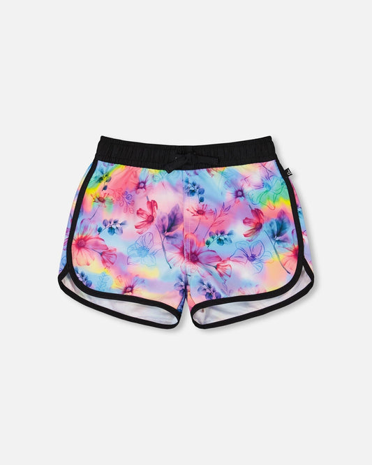 Printed Swim Shorts Butterflies On Multicolored And Black Background-0
