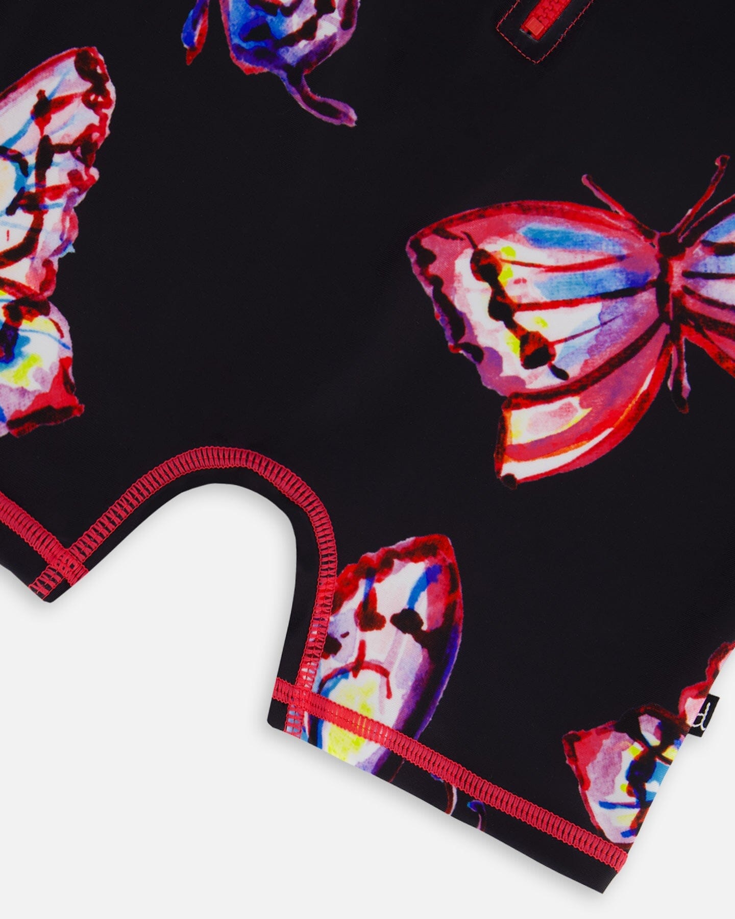 Printed Long Sleeve One-Piece Rashguard Black And Multicolored Butterflies-4