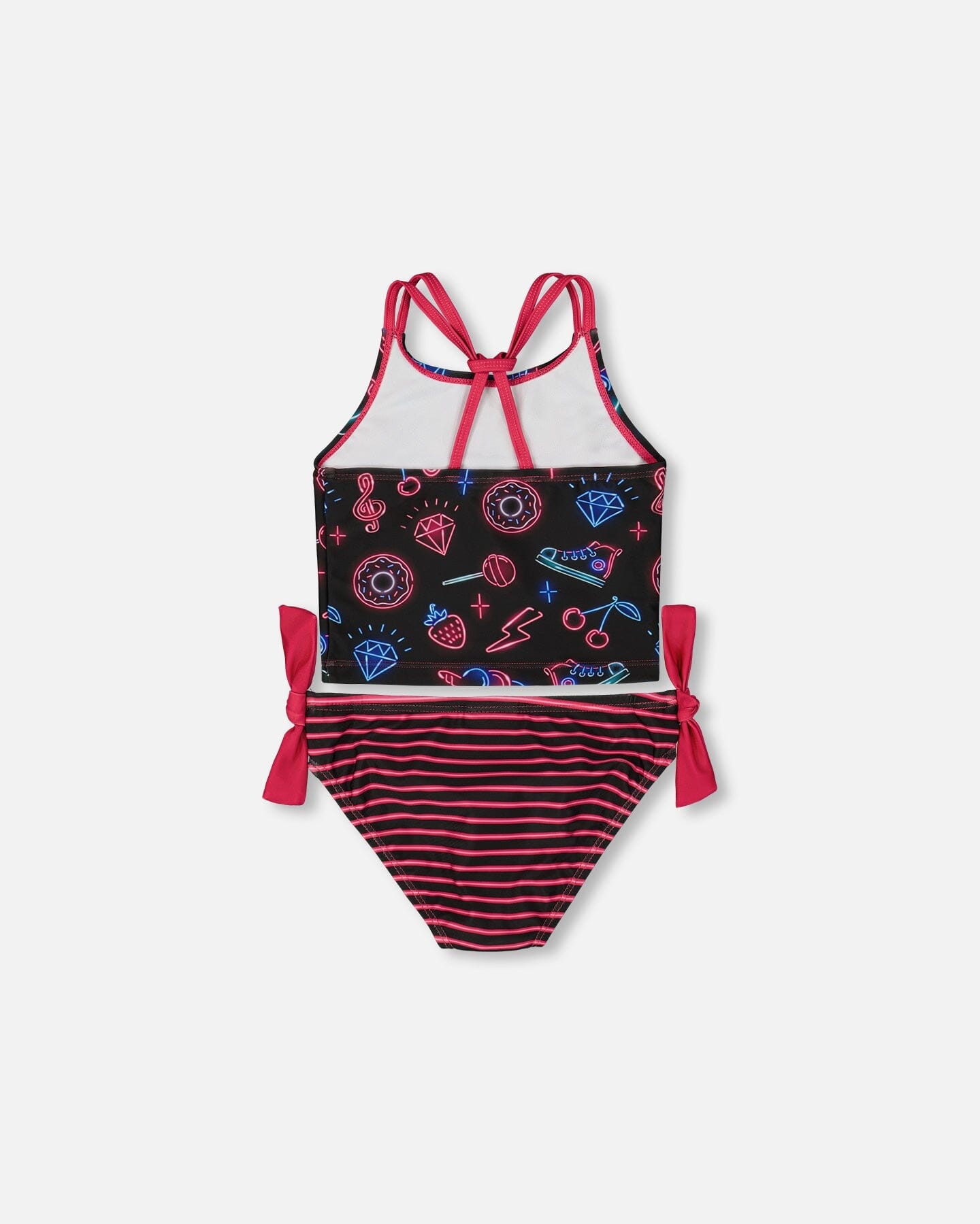 Printed Two-Piece Swimsuit Black And Blue And Pink Items-2