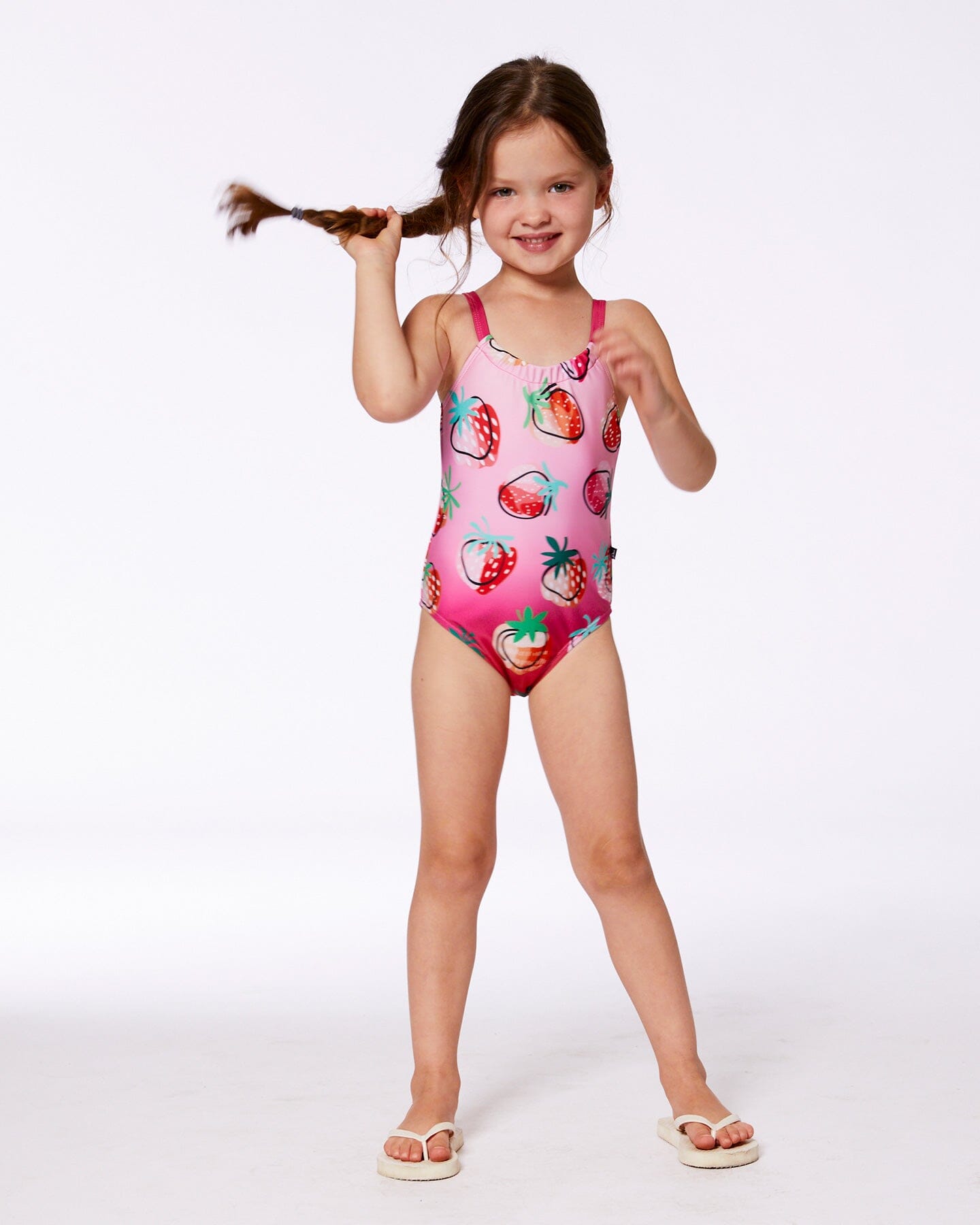 Printed One-Piece Swimsuit Pink Gradient Strawberry-2