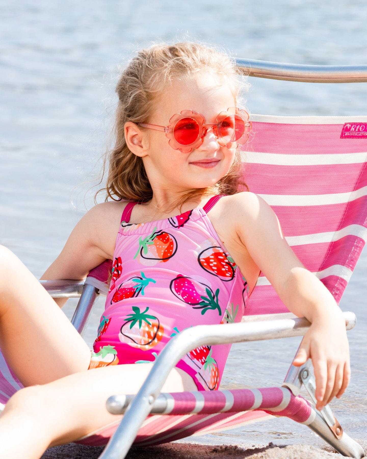 Printed One-Piece Swimsuit Pink Gradient Strawberry-1