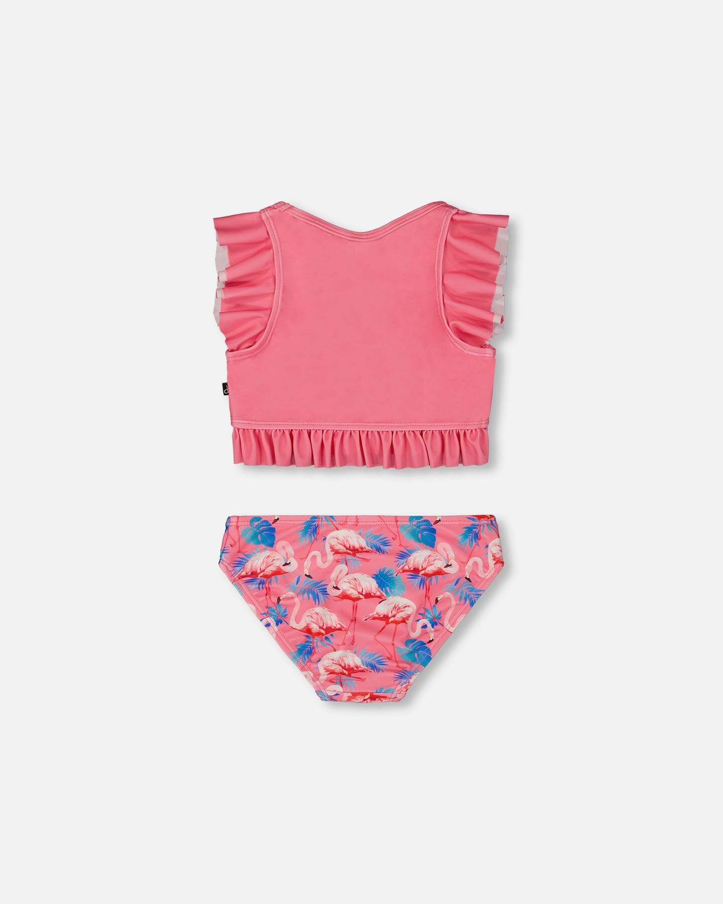 Printed Two-Piece Swimsuit With Frills Candy Pink And Pink Flamingo-2