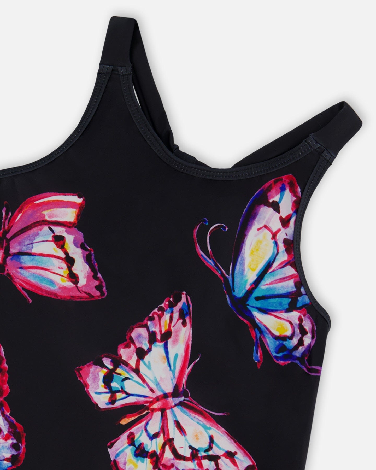 Printed Beach Dress Black And Multicolored Butterflies-3