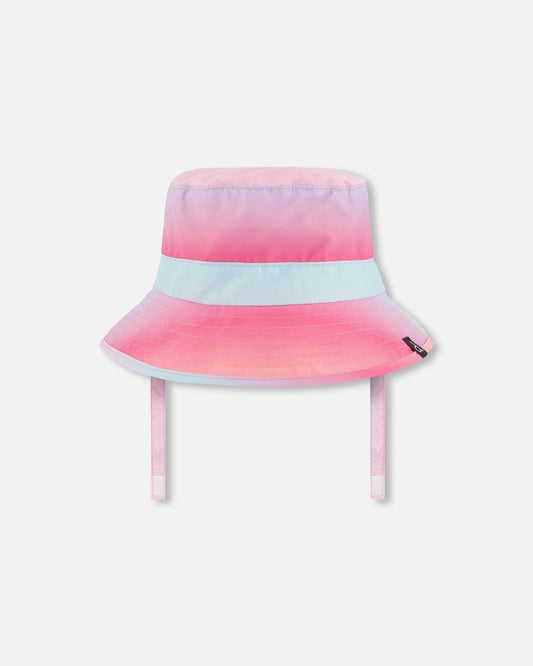 Printed Beach Sun Hat Pink, Orange, And Turquoise-0