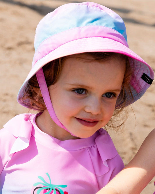 Printed Beach Sun Hat Pink, Orange, And Turquoise-1