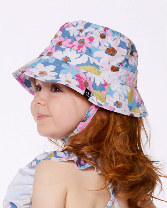 Printed Beach Sun Hat White, Pink, And Green Flowers-1