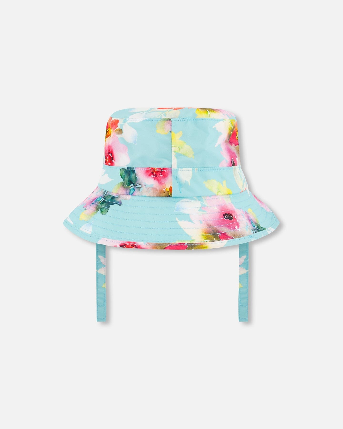 Printed Beach Sun Hat Turquoise And Pink Flowers-3