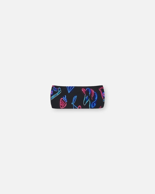 Printed Swim Headband Black And Blue And Pink Items-0