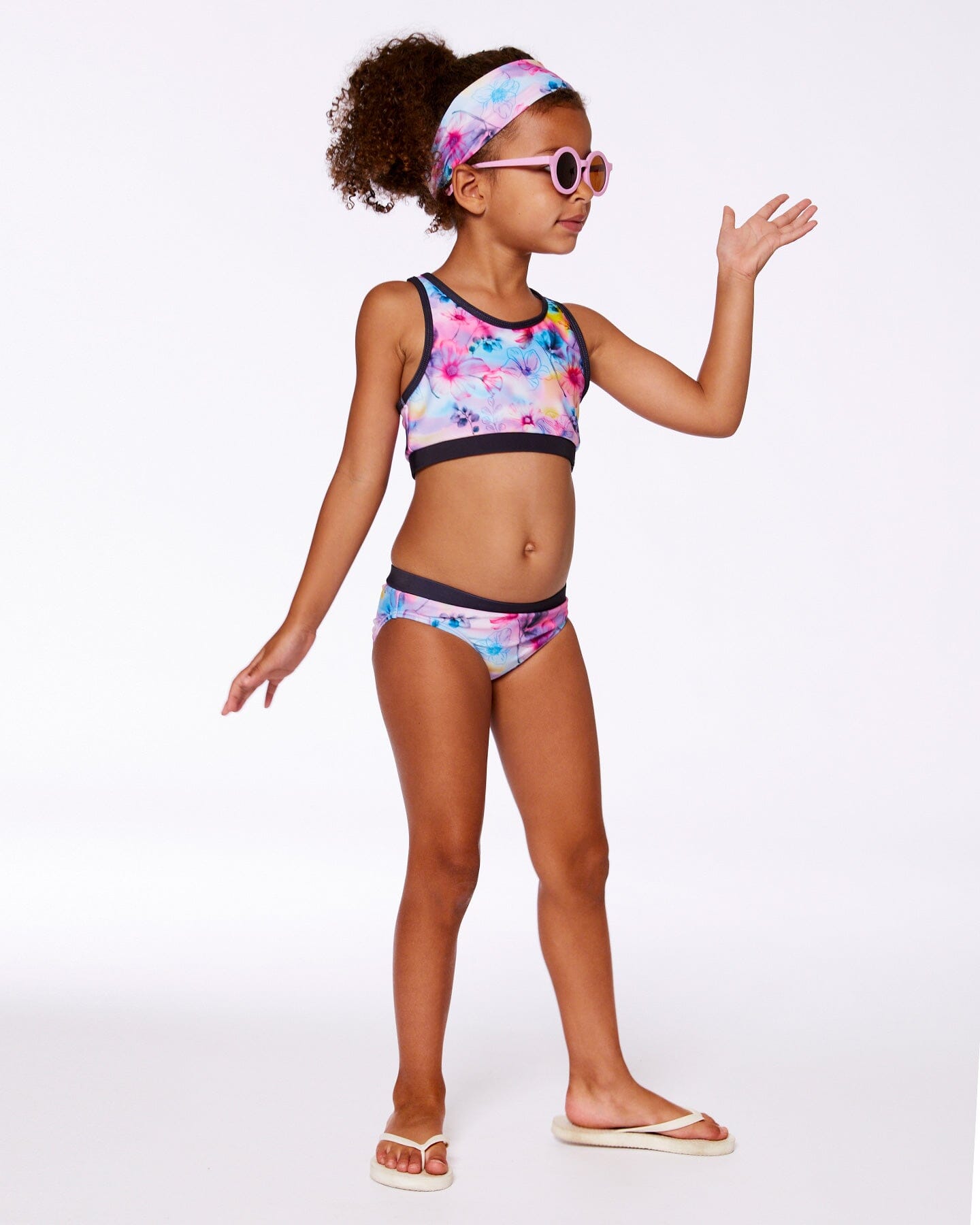 Printed Swim Headband Butterflies On Multicolored Background-1