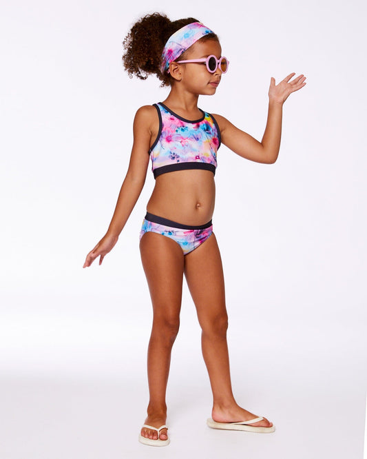 Printed Swim Headband Butterflies On Multicolored Background-1