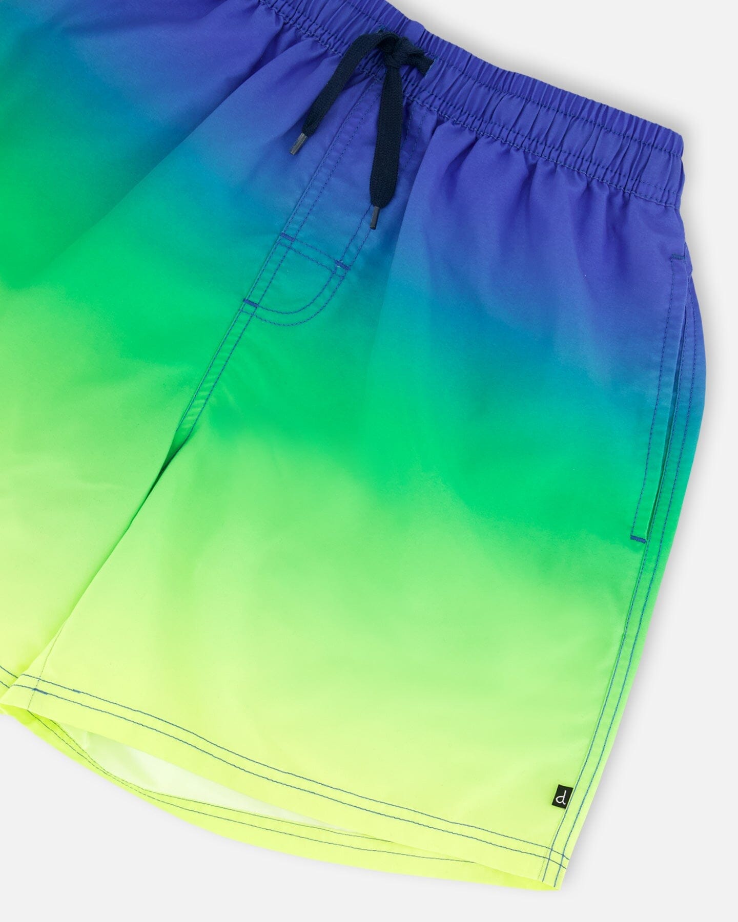 Men's Swim Trunks Blue, Green, And Lime Gradient-4