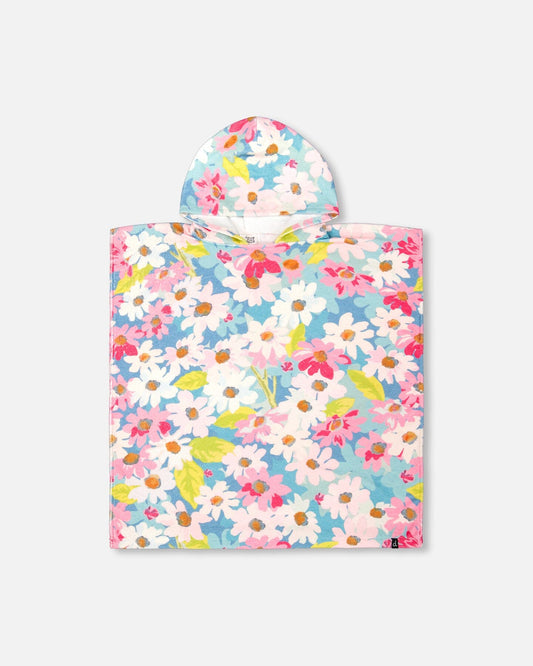 Poncho De Plage Motif Floral Blanc-0