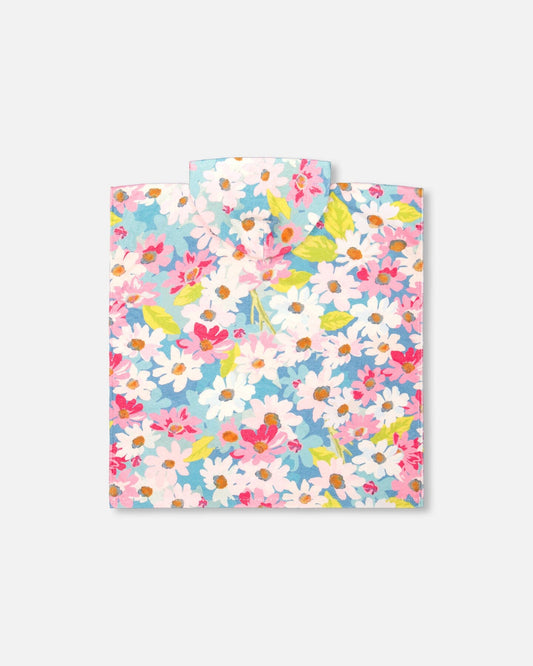 Poncho De Plage Motif Floral Blanc-1