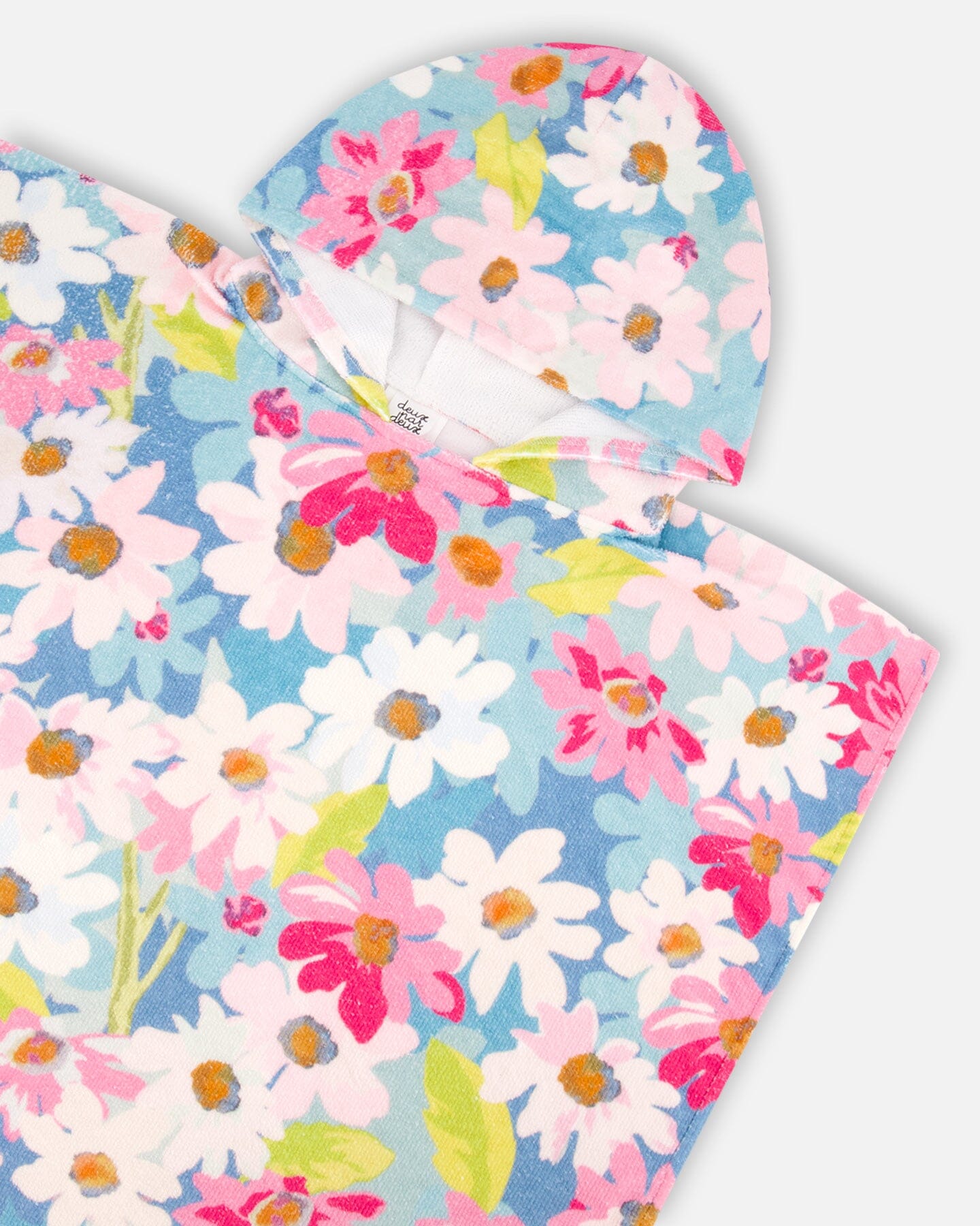 Poncho De Plage Motif Floral Blanc-2