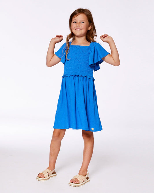 Textured Smocked Dress Royal Blue-1