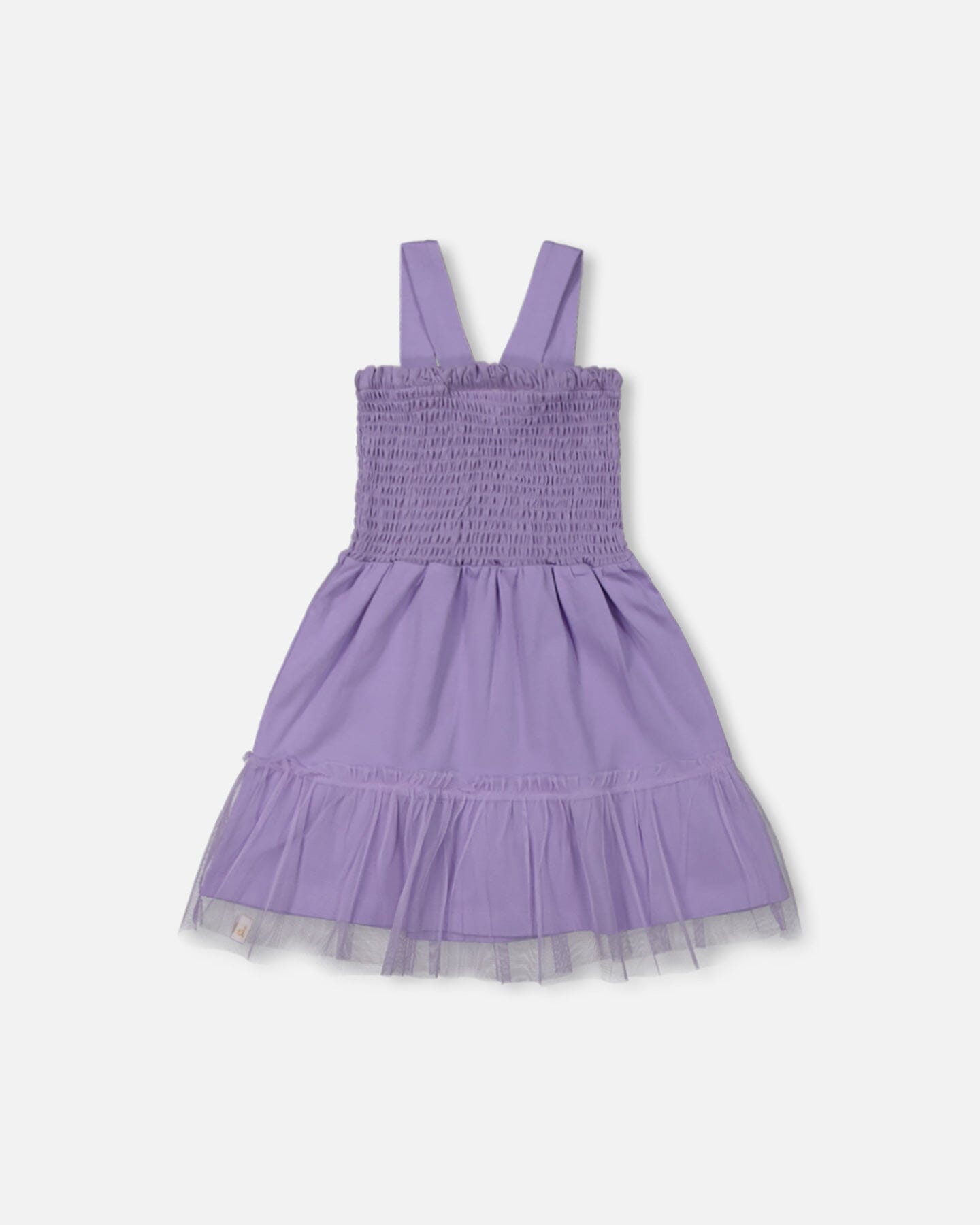 Smocked Dress With Frilled Mesh Skirt Old Mauve-2