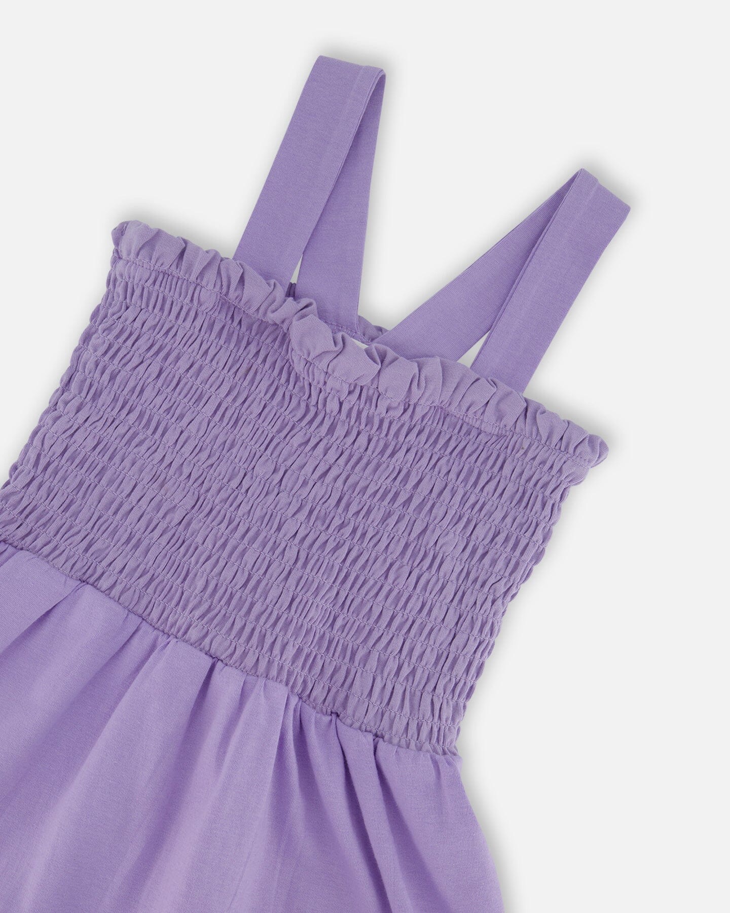 Smocked Dress With Frilled Mesh Skirt Old Mauve-3