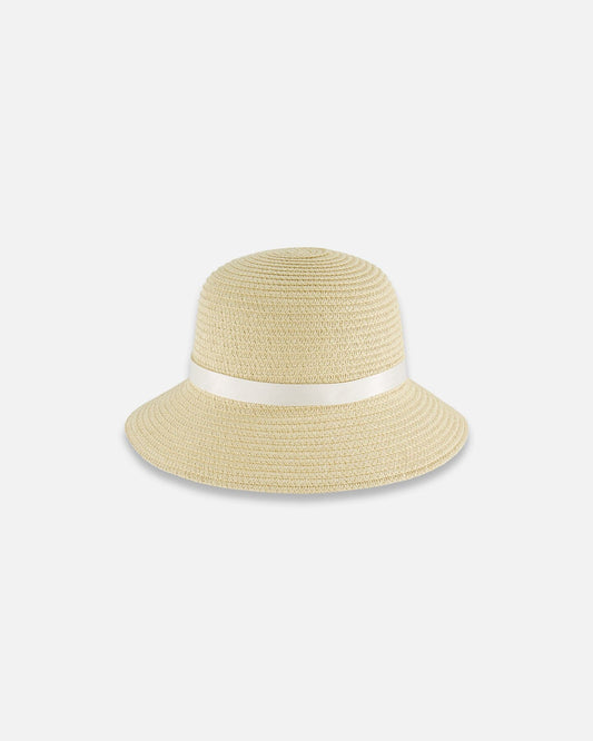 Straw Bag And Hat Set Straw And Pink-1