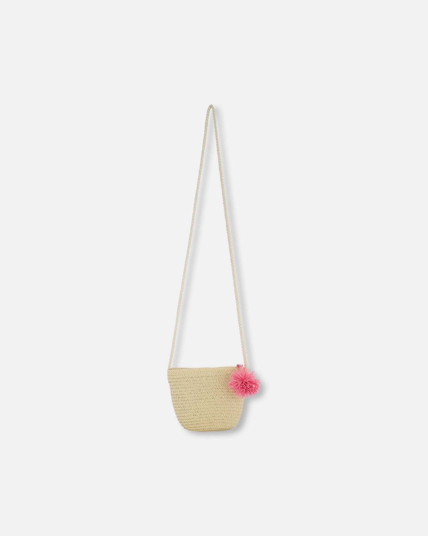 Straw Bag And Hat Set Straw And Pink-2