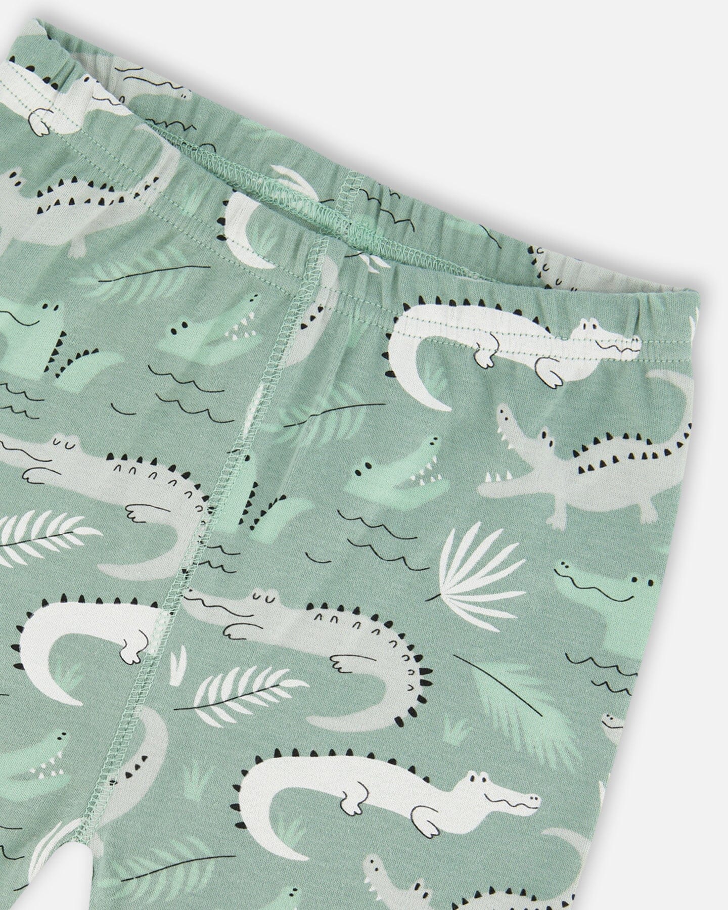 Organic Cotton Two-Piece Short Pajama Set Light Sage And Gray Crocodile-2