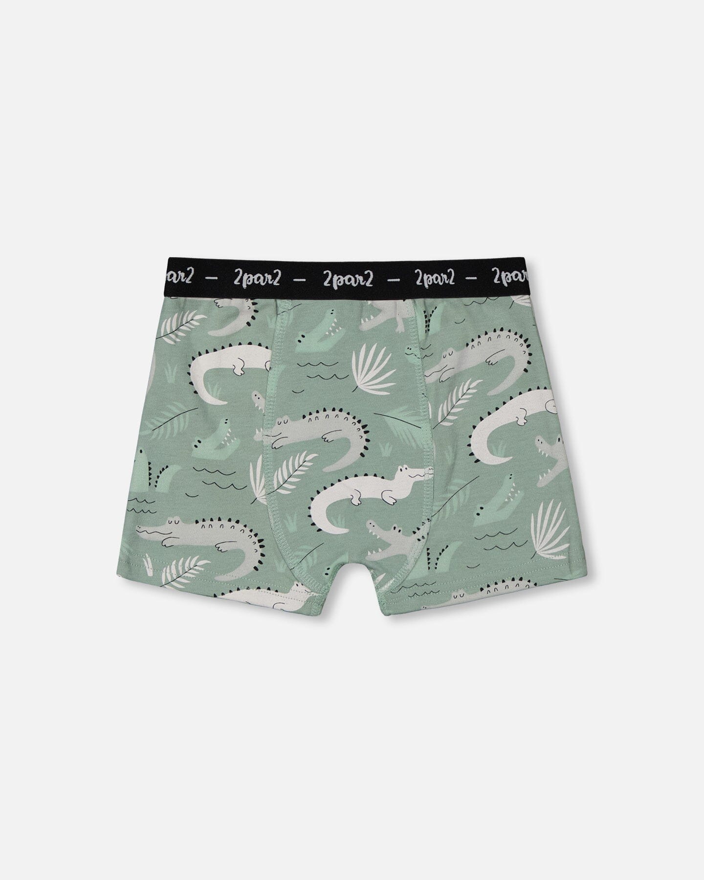 Printed Organic Cotton Boxer Shorts Light Sage And Gray Crocodile-0