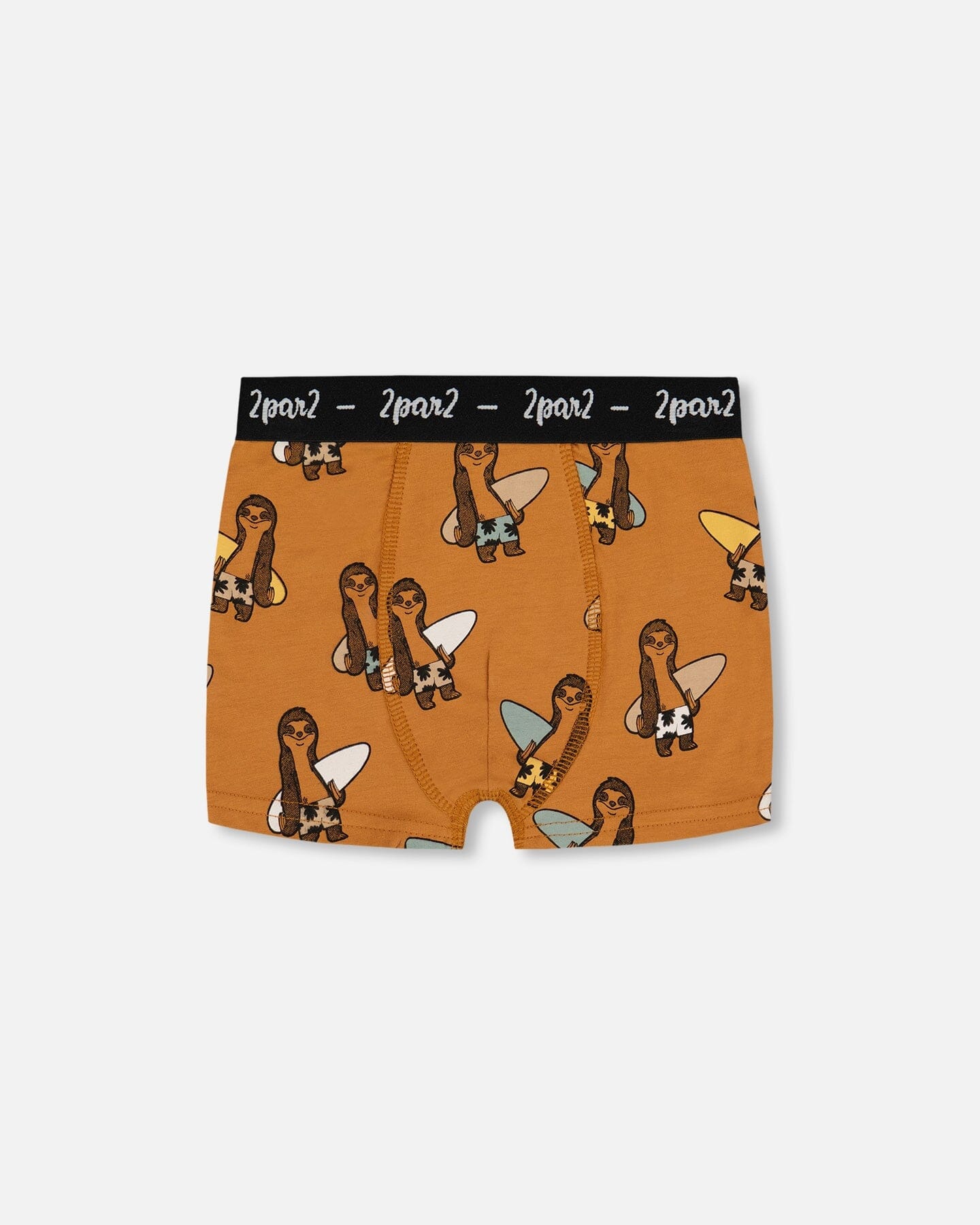 Printed Organic Cotton Boxer Shorts Sloths On Tan Background-0