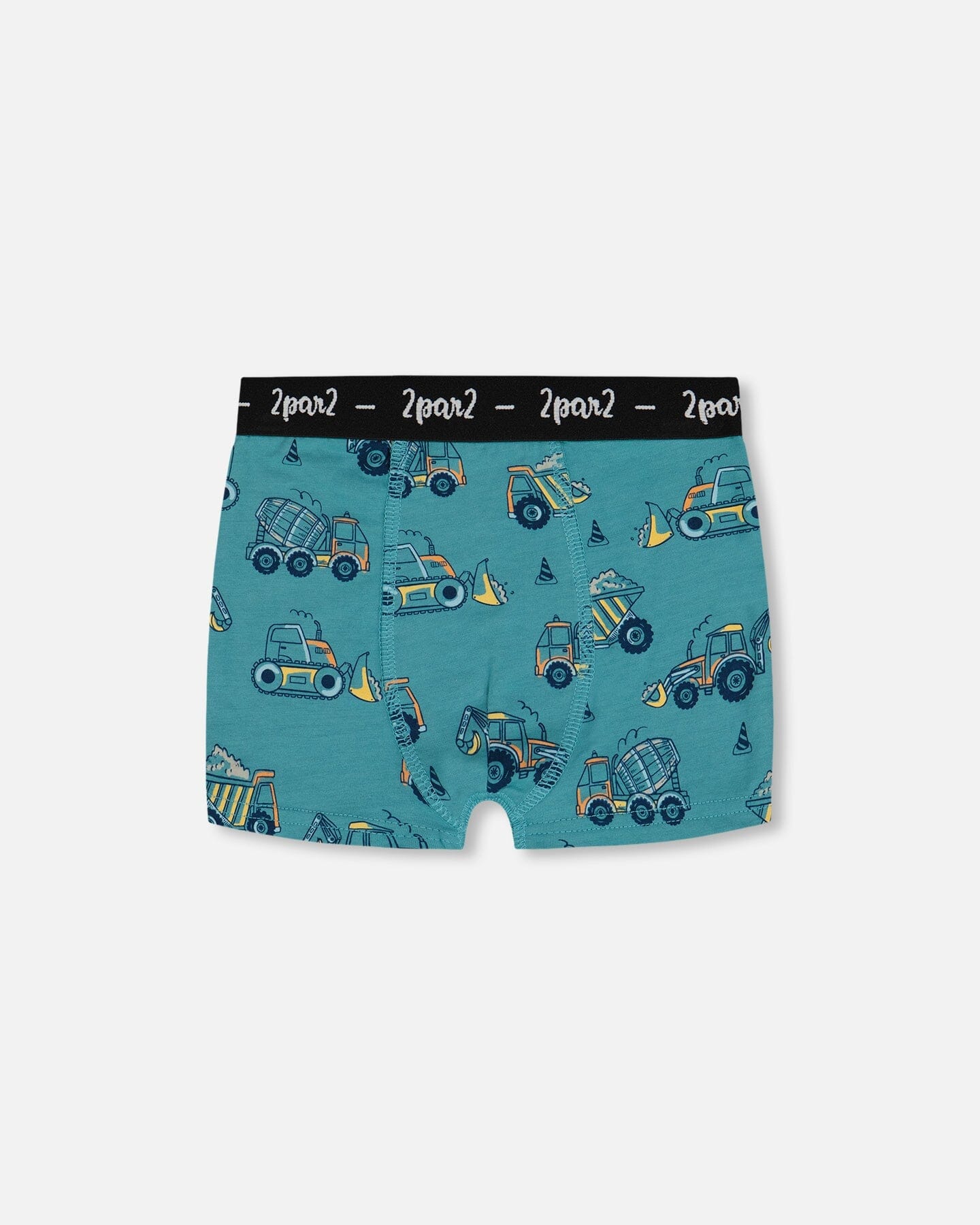 Printed Organic Cotton Boxer Shorts Teal With Yellow Truck-0