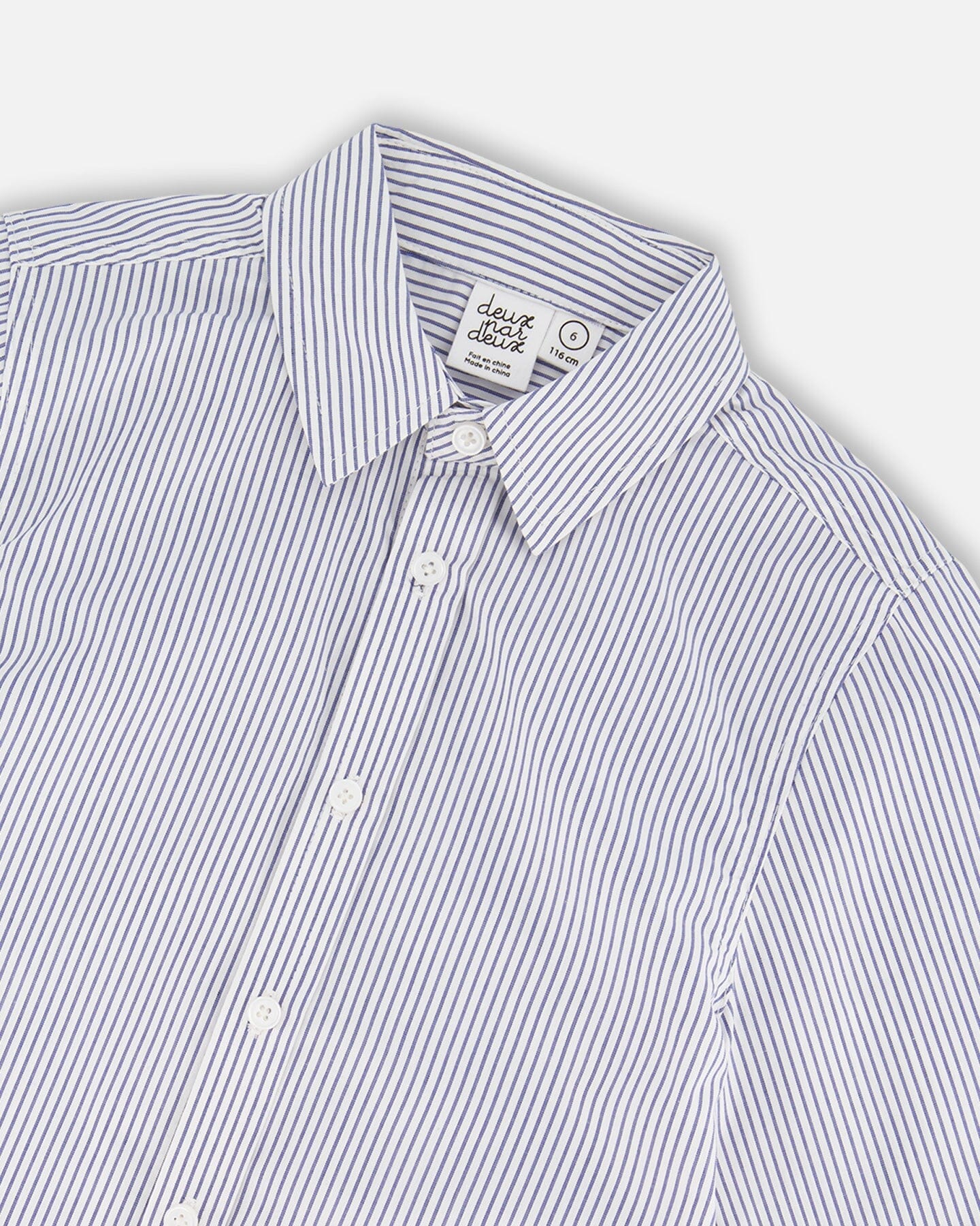 Long Sleeve Button Down Shirt Navy Blue Stripes-3
