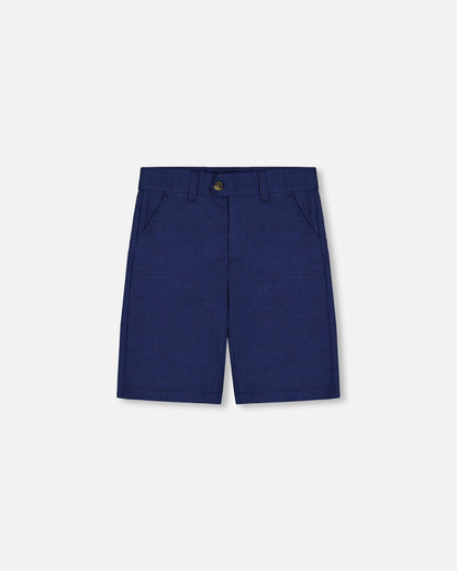 Slant Pocket Bermuda Shorts Navy Blue-0