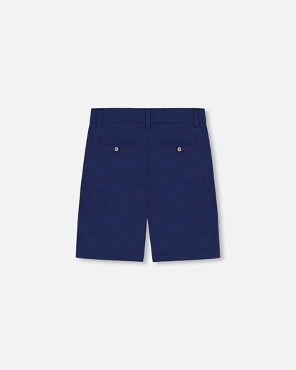 Slant Pocket Bermuda Shorts Navy Blue-3