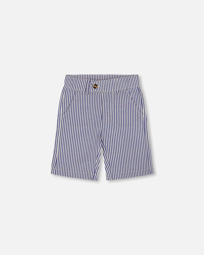 Slant Pocket Bermuda Shorts Royal Blue Striped-0
