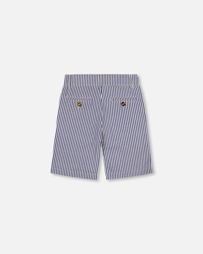 Slant Pocket Bermuda Shorts Royal Blue Striped-1