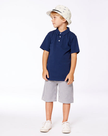 Short Sleeve Polo Shirt Navy Blue-2