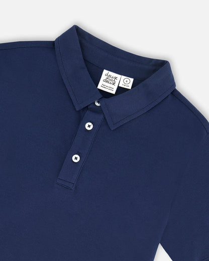 Short Sleeve Polo Shirt Navy Blue-4