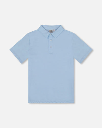 Short Sleeve Polo Shirt Pale Blue-0