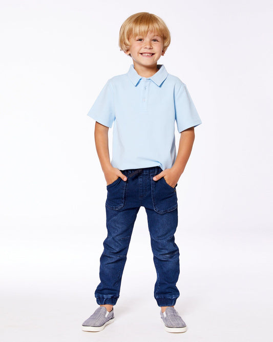 Short Sleeve Polo Shirt Pale Blue-1