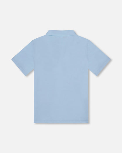 Short Sleeve Polo Shirt Pale Blue-2