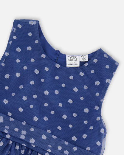 Printed Tiered Dress Blue With Daisy Print-4