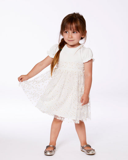 Baby Puff Sleeve Dress White-1
