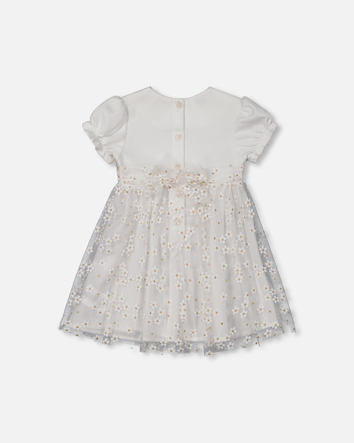Baby Puff Sleeve Dress White-2