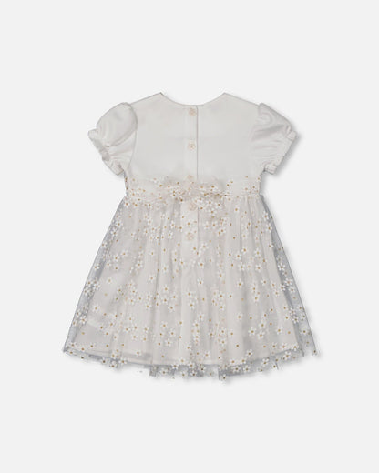 Baby Puff Sleeve Dress White-2