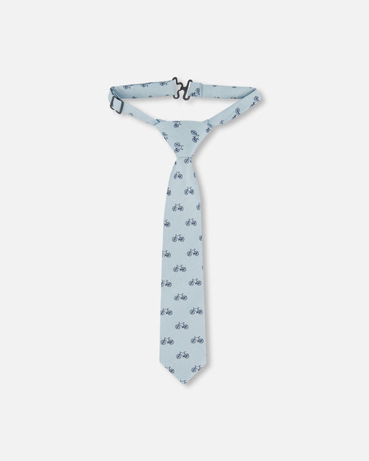 Neck Tie Pale Blue With Bicycle-0