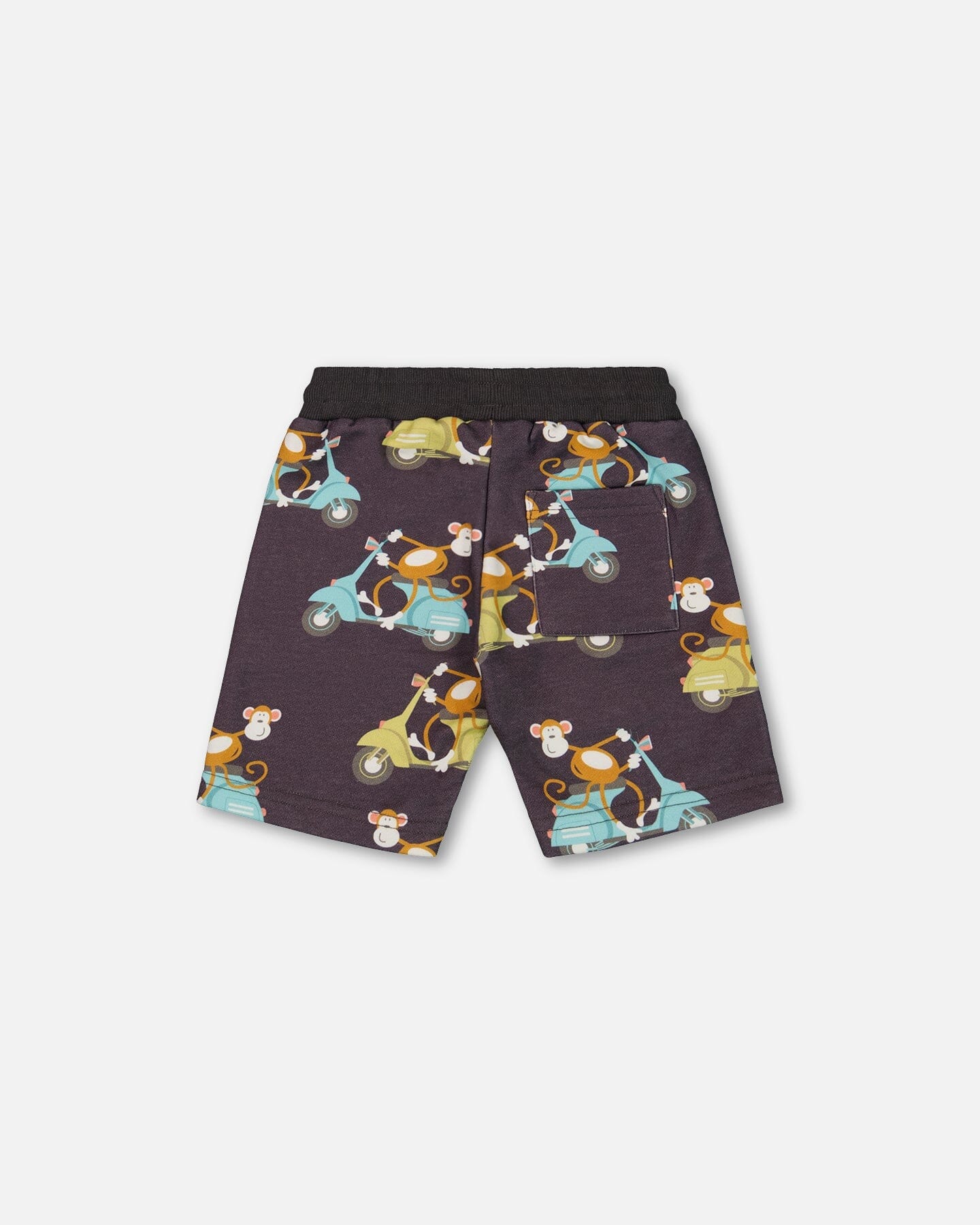 Printed French Terry Short Monkey On Navy Moped-2