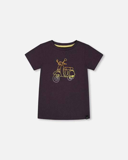 Organic Cotton Tee Dark Gray And Multicolored Vespa-0